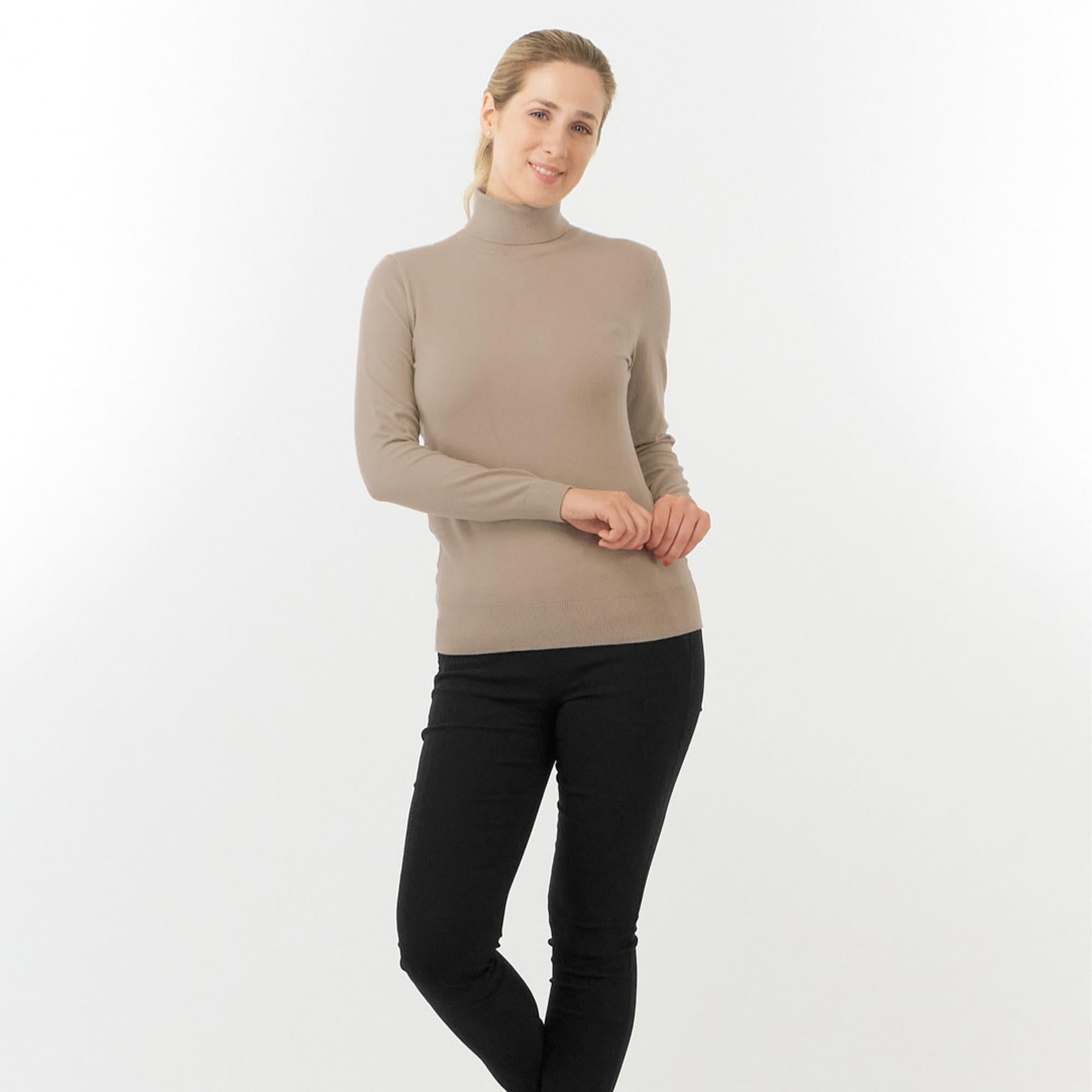 Pure Golf Simone Ladies Golf Roll Neck Cappuccino